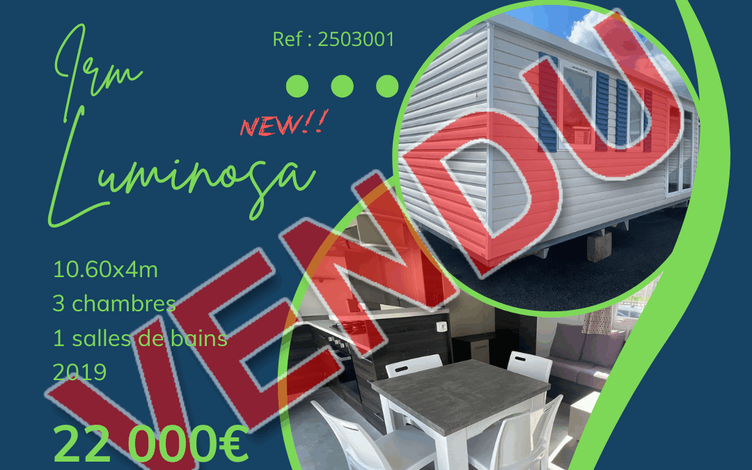 Irm Luminosa – 2503001 – 2019 – Mobil home d&rsquo;occasion – 22 000€ – 10.60x4m – 3 chambres