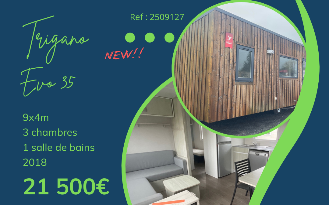 Trigano Evo 35 – 2018 – 2509127 – Mobil home d&rsquo;occasion – 21 500€ – 3 chambres